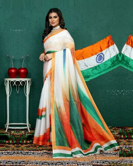 Vk 4238 Independence Day Soft Linen Saree